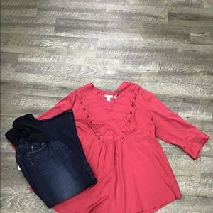 Rose Motherhood 3/4 sleeve top 2X